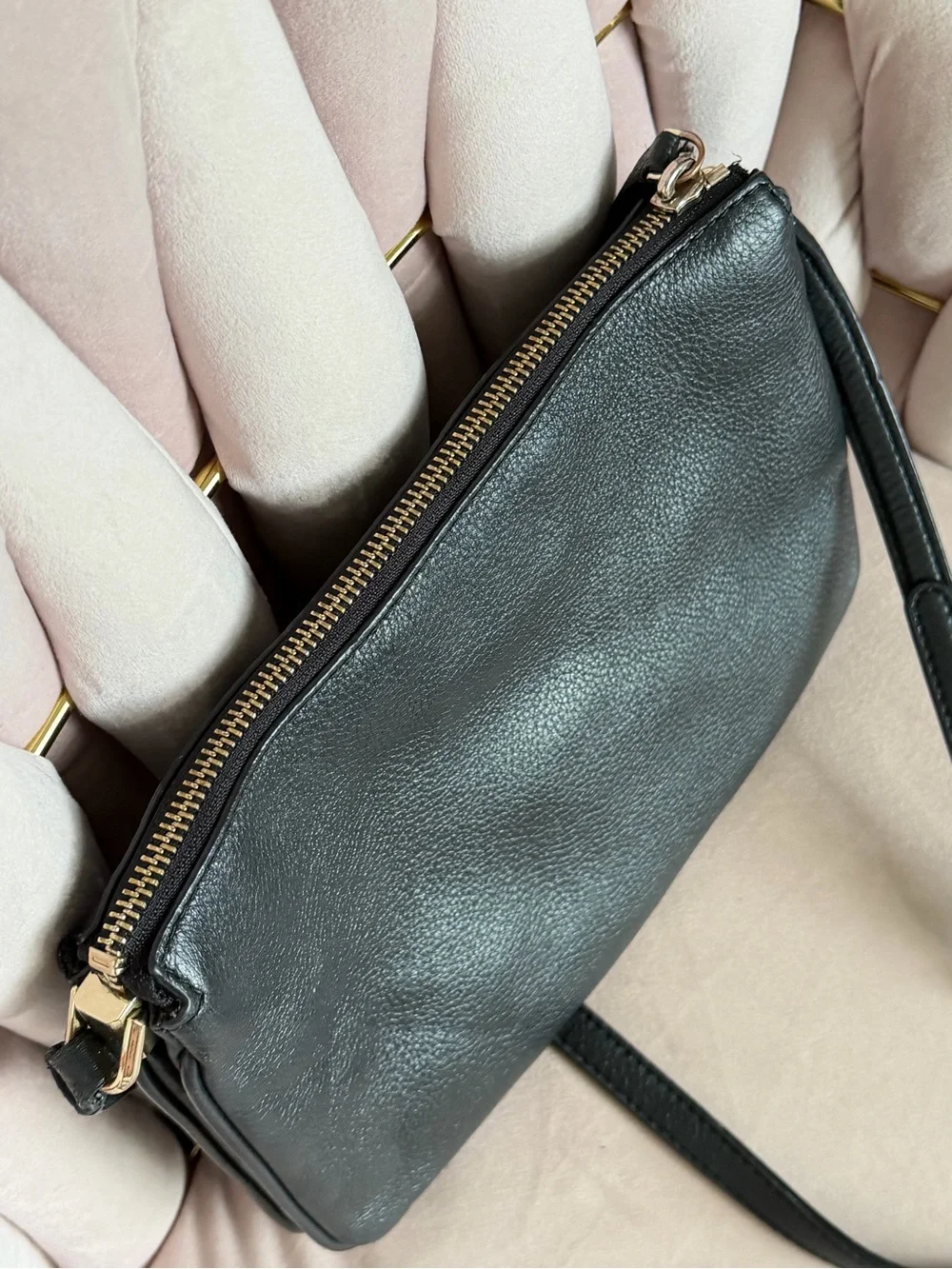 Kate Spade ♠️ Jackson Triple Gusset Black Leather Crossbody